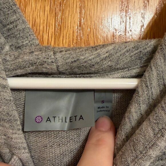 Athleta Coaster Crop Hoodie Women's Size S Heathered Grey Sweatshirt - Picture 3 of 4